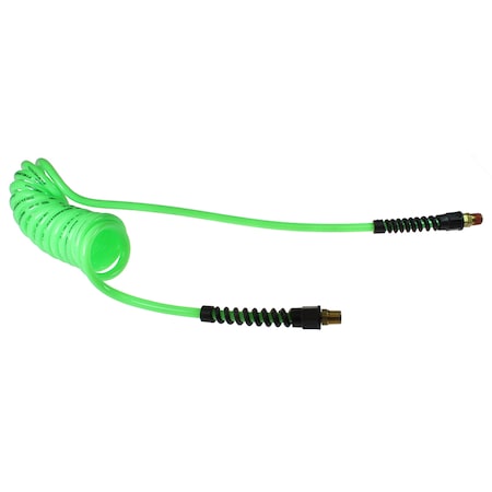 COILHOSE PNEUMATICS Flexcoil 1/4" ID x 10’ 1/4" MPT Rigid x Swivel Neon Green PU14-10A-G